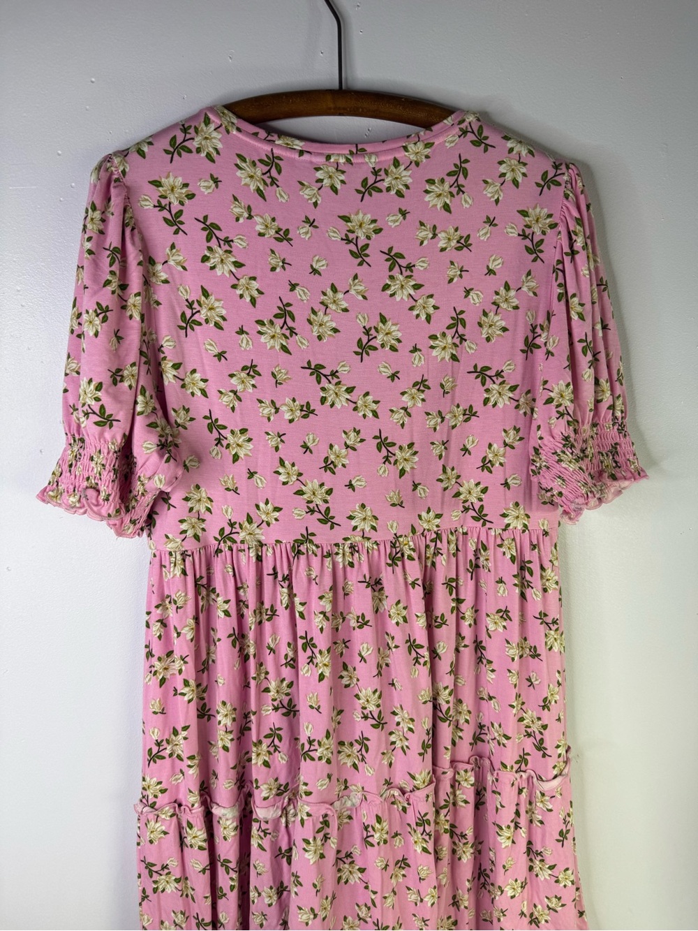 Draper James Lee Ann Dress Pink Magnolia Floral Ruffle Puff Sleeve large New - Picture 6 of 7